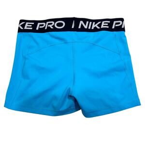 Nike Pro Shorts Women Large Blue Black Spandex Dri-Fit Compression Used